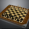 Classic Chessboard With Wooden Frame Black And White Chess Pieces And Number Letter Markings