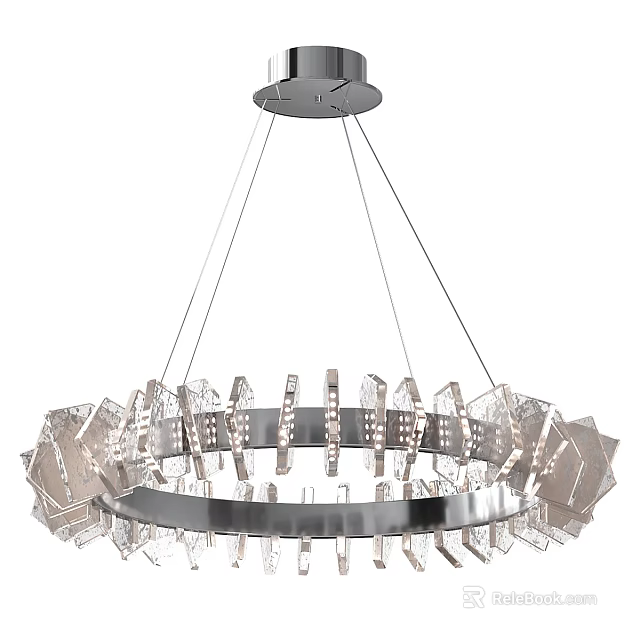 Modern Circular Chandelier With Transparent Crystal Elements And Metal Frame Design 3d model