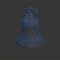 Traditional Decorative Brass Bell With Carved Texture And Top Ring Handle