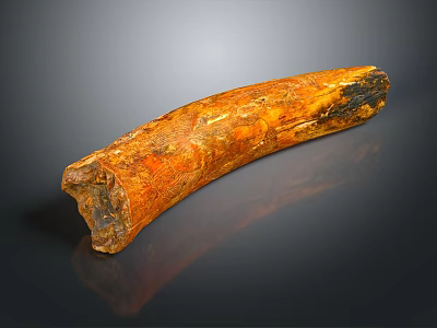 Curved Orange Yellow Bone Like Textured Household Decor Item with Shiny Reflection on Dark Background 3d model
