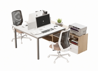 Modern Office Desk and Chair Staff Station Computer Desk and Chair 3d model