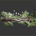 Cartoon Scene Featuring Floral Wreath With Vines Colorful Flowers Green Leaves And White Pom Poms