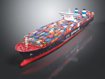 APL Singapore Container Ship Fully Loaded With Colorful Cargo Containers At Sea 3d model