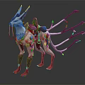 Fantasy Adventurer Riding White Red Mythical Beast With Antlers And Multiple Tails