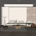 Modern Living Room Interior Design With Beige Sofa Floor Lamp And Round Coffee Table