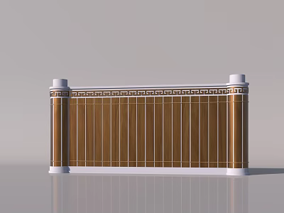Traditional Garden Landscape Featuring Wooden Decorative Screen White Pillars And Ornamental Patterns 3d model