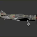 Detailed Camouflage Model Airplane With Red Star Emblems And Red Propeller Design