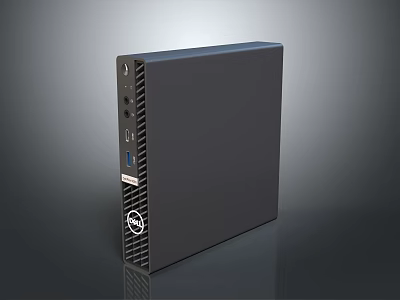 Dell Black Mini Desktop Computer With Compact Design And Multiple Side Ports 3d model