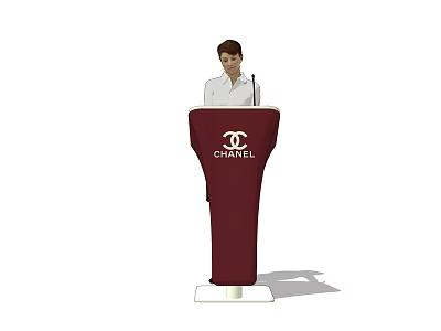 Red Functional Desk With Chanel Logo For Presentation Speaker Stand 3d model