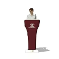Red Functional Desk With Chanel Logo For Presentation Speaker Stand 3d model