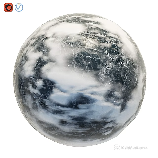 Decorative Sphere Component With White Frost Coating And Intricate Cracks 3d model 