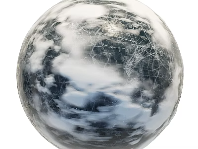 Decorative Sphere Component With White Frost Coating And Intricate Cracks 3d model