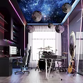 Gaming And Music Room With Starry Sky Ceiling