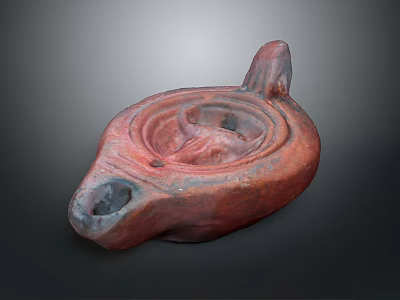 Reddish Brown Clay Vessel With Textured Surface And Two Functional Holes 3d model