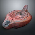 Reddish Brown Clay Vessel With Textured Surface And Two Functional Holes