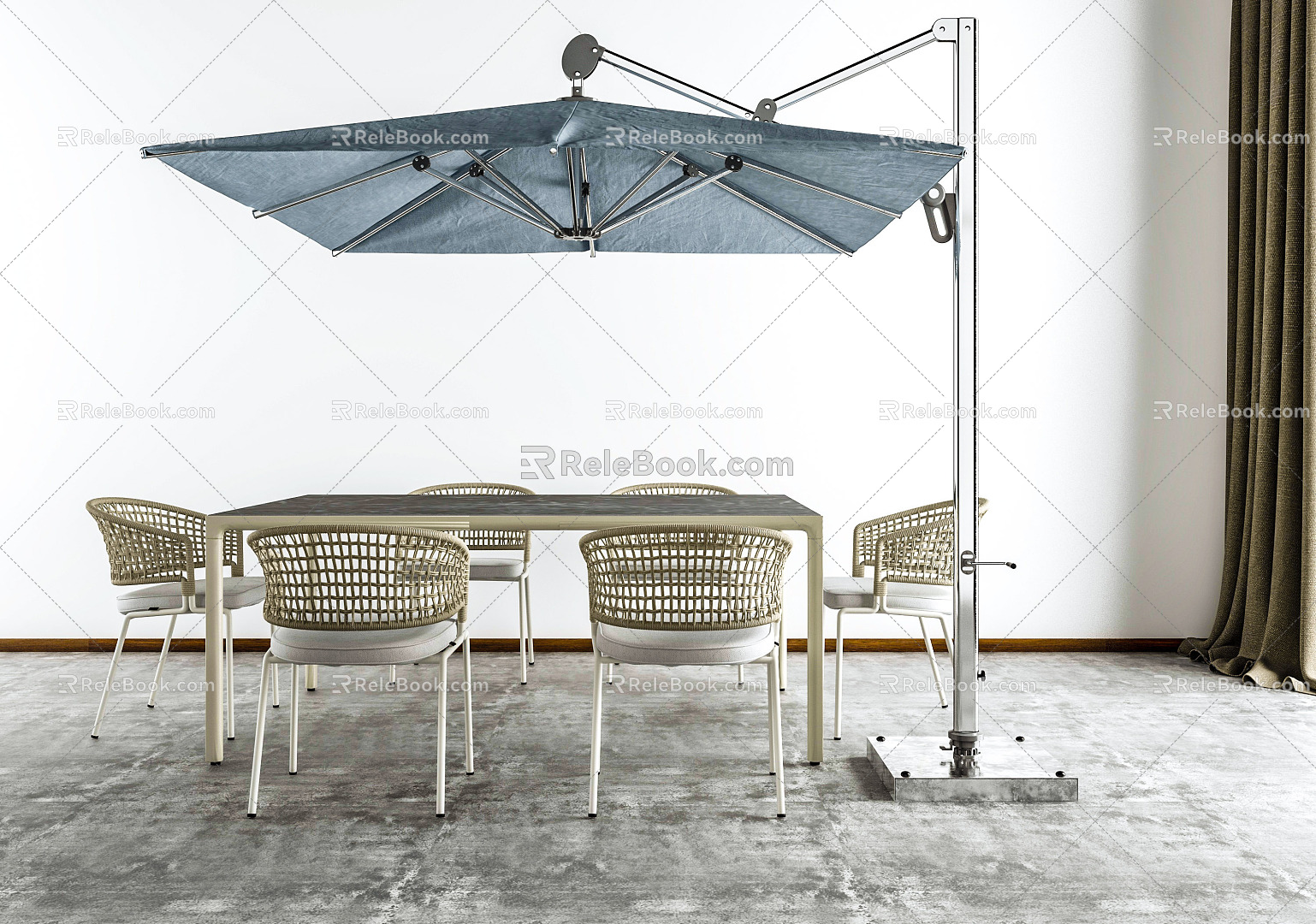 Modern Outdoor Table and Chair Outdoor Leisure Parasol Awning Leisure Seat 3d model