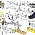 Road Facilities For Bicycle Parking Racks With Various Designs And Public Use