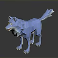 Blue Low Poly Wolf Character 3D Model With Geometric Design And Cartoon Features 3d model