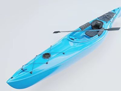 Lightweight Blue Recreational Kayak With Paddle Comfortable Seat And Storage 3d model
