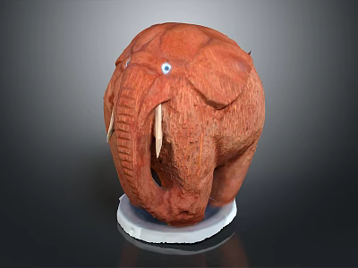 Red Elephant Sculpture With White Base And Blue Eyes Decorative Art Piece 3d model