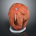 Red Elephant Sculpture With White Base And Blue Eyes Decorative Art Piece