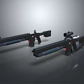 Futuristic Weapon Design Featuring Black Tactical Firearms with Scope and Ergonomic Grip 3d model