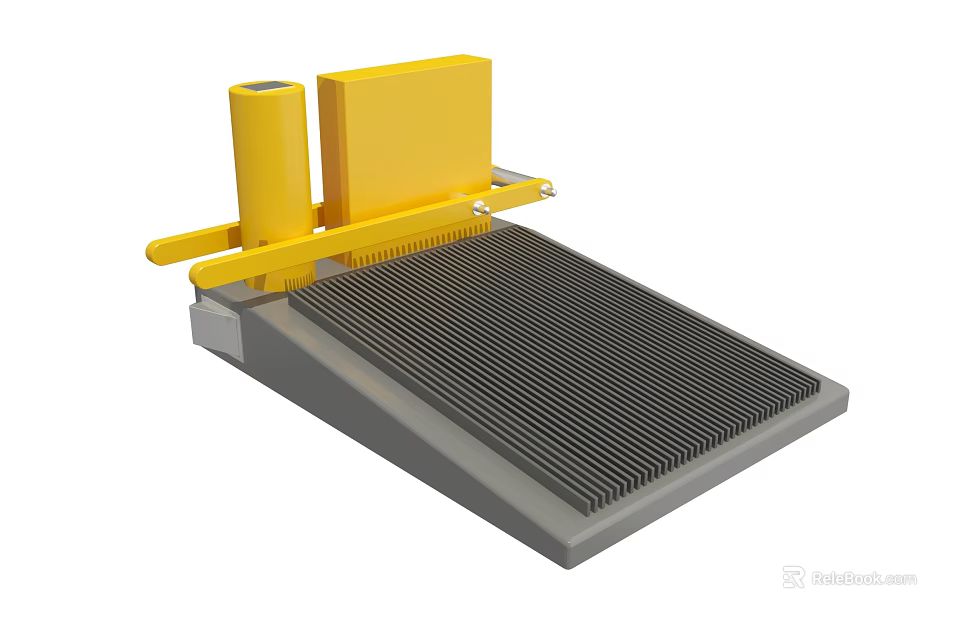 Agricultural Equipment With Yellow Components And Gray Screening Platform For Farm Use 3d model 