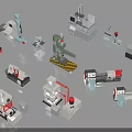 Assorted Industrial Equipment Models Including Lathe Milling Machine Robotic Arm And Drill Press