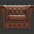 Classic Single Sofa With Leather Upholstery Diamond Tufted Back Curved Arms And Button Details