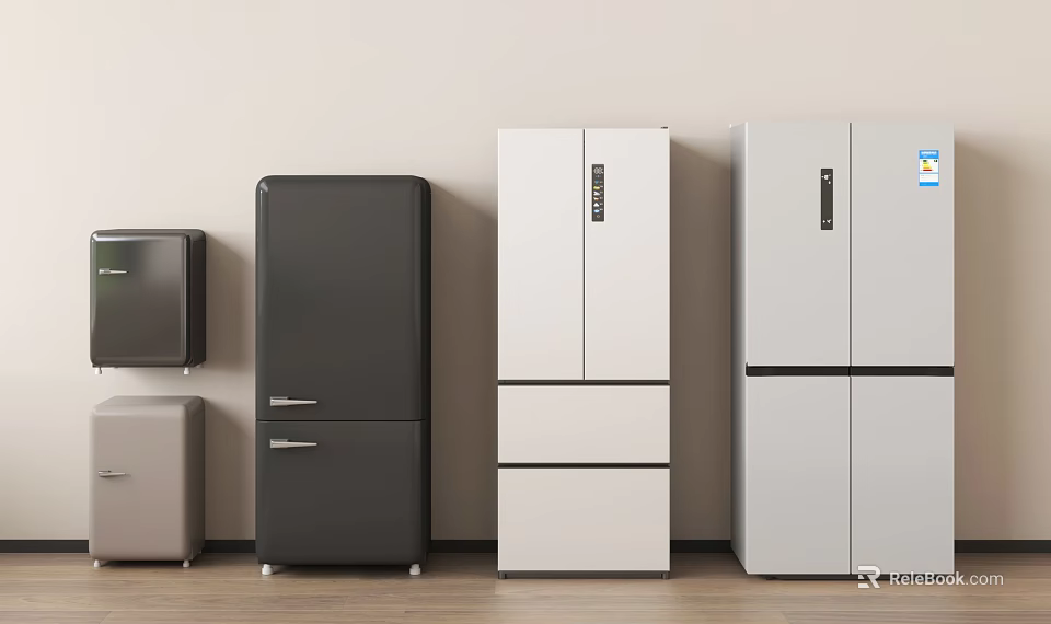 Modern Refrigerators in Black White Gray with Double Door Multi Door Side by Side Styles 3d model 