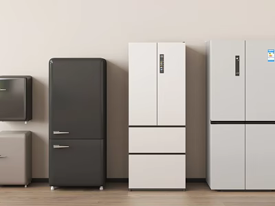 Modern Refrigerators in Black White Gray with Double Door Multi Door Side by Side Styles 3d model