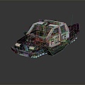 Modern toy car pixel police car square police car toy police car 3d model