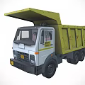 Functional Dump Truck With White Cab Yellow Open Bed And Black Wheels