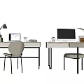 Modern Desk Chair Combination Computer Desk Books Computer Office Supplies 3d model