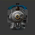 Vintage Steam Train Model with Blue Roof and Metallic Exterior Detailed Classic Locomotive Design