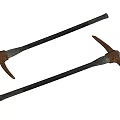 Sturdy Construction Pickaxes With Wooden Handles And Steel Heads For Building Work
