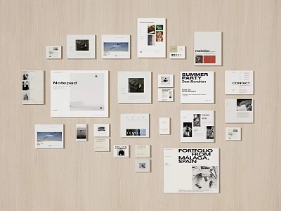 Creative Collage Photo Wall With Various Sized Art Prints And Images 3d model