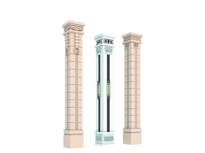 Classic Detached Villa Exterior With Ornate Columns And Modern Design Elements 3d model
