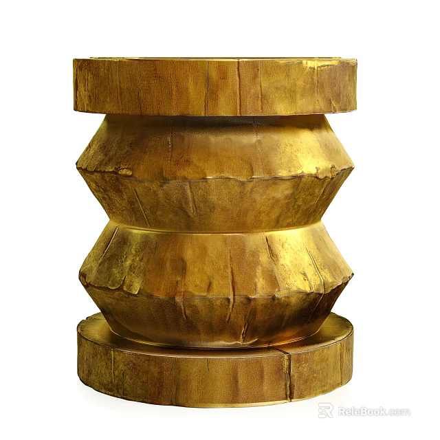 Golden Multi Layered Side Table With Textured Surface And Modern Design 3d model 
