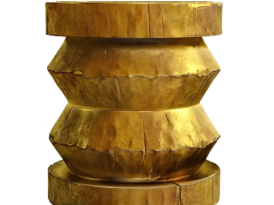 Golden Multi Layered Side Table With Textured Surface And Modern Design 3d model