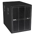 Professional Black Audio Speaker With Mesh Front Panel Side Ports And Brand Logos