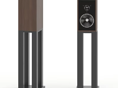 High Quality Wooden Floor Standing Speakers With Black Stands And Modern Design 3d model