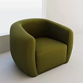 Olive Green Modern Single Sofa With Rounded Armrests Upholstered Design In Bright Room 3d model