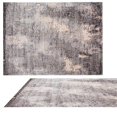 Textured Square Area Rug With Neutral Tones And Distressed Look 3d model
