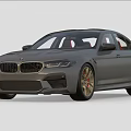 Gray BMW High Performance Sedan with Gold Wheels Red Seats and Sporty Front Fascia
