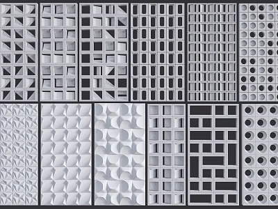 Modern Partition Precast Brick Wall Hollow Turning Partition Cement Hollow Brick Hollow Brick 3d model