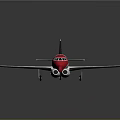 Red And White Aerospace Aircraft Model With Gray Background And Reflective Surface