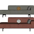 Modern Upholstered Chaise Lounge In Gray And Orange With Decorative Pillows