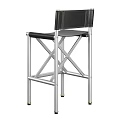 Modern Bar Stools With Black Leather Seat Backrest And Silver Metal X Shaped Frame
