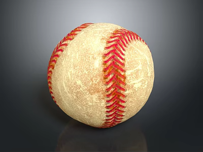 Vintage Baseball With Red Stitching And Worn Surface For Daily Use 3d model
